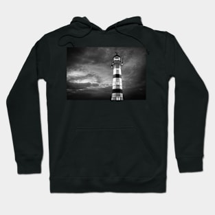 lighthouse at night in Malmö Sweden in B/W Hoodie